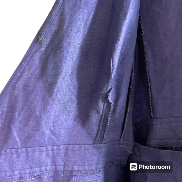 NWOT ASTR the label Euphoria Navy Linen wrap flutter midi dress, size Medium - Picture 8 of 12